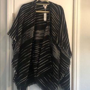 Black and white shawl sweater